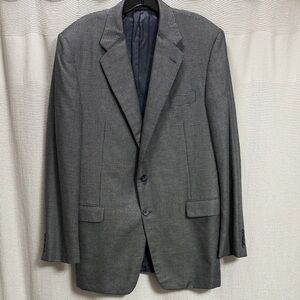 Hickey Freeman micro check Silk/wool Sportcoat Sz 44L Long EUC grey/blue classic
